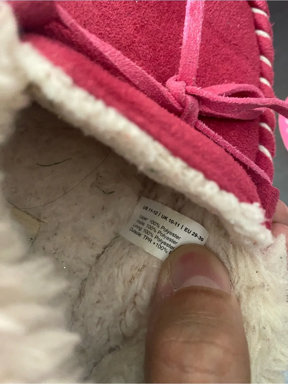 Kids Pink Faux-Fur Lined Moccasin Slippers
